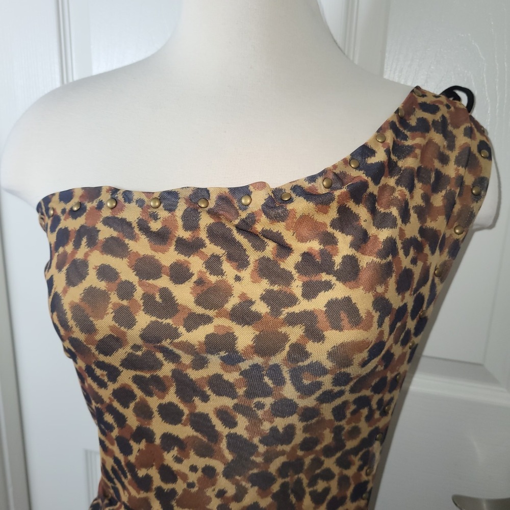 New! Fashion Nova Mesh Mini Dress Leopard Print Open Back Dress Size M - Picture 5 of 11